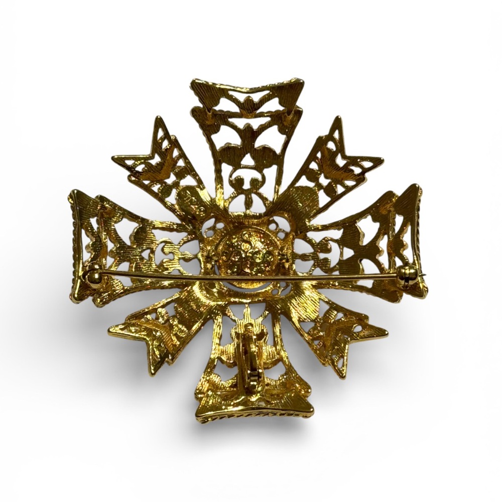 Vintage Signed Kenneth Jay Lane Gold With Crystal… - image 3